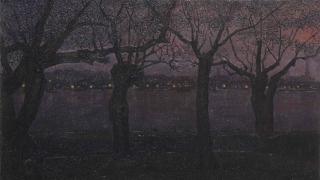 Jaap Nieweg - A View Of The River Waal By Night, Nijmegen