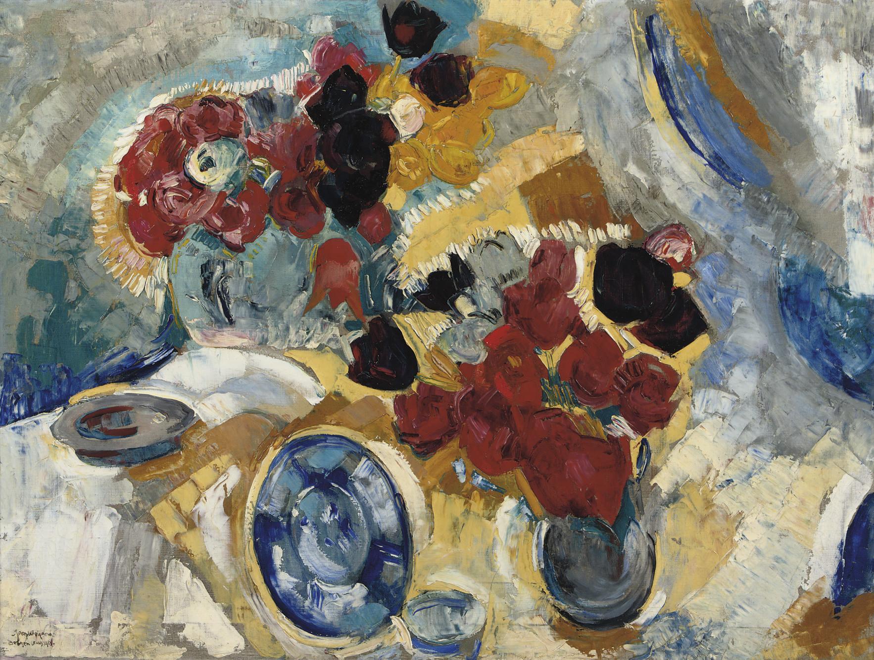 Jaap Weijand - A still life with red flowers