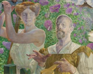 Jacek Malczewski - Polish self-Portrait With Muse And Buddleia