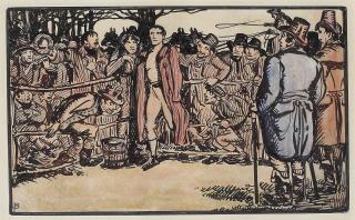 Jack B. Yeats R.H.A. - Illustration to Dan Donnelly Boxer 17.5 x 21.5 cm. (6 7/8 x 8 3/8 in.) (sheet); 9.3 x 15.4 cm. (3 5/8 x 6 in.) (image)