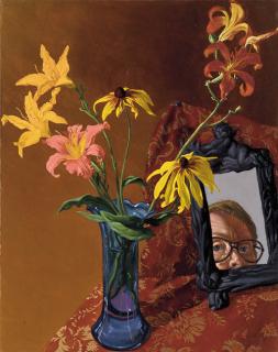 Jack Beal - Self-Portrait with Rudbeckias and Daylilies