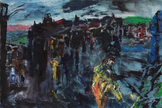 Jack Butler Yeats, R.H.A. - A horseman enters a town at night