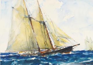 Jack L. Gray - Ships At Sea:  Four Watercolors
