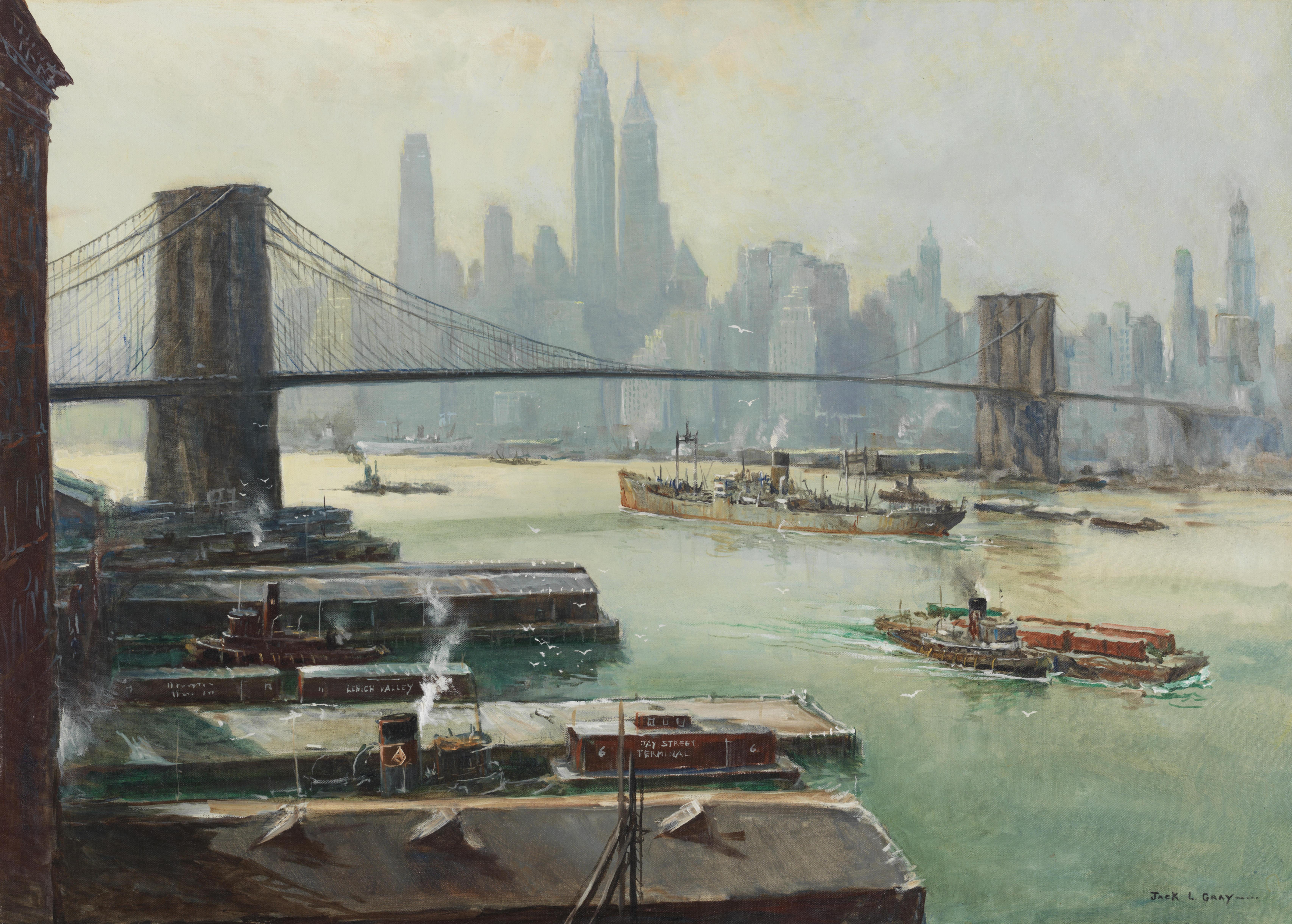 Jack Lorimer Gray - Brooklyn Bridge with New York Skyline