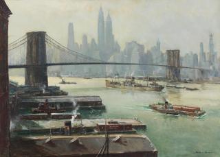Jack Lorimer Gray - Brooklyn Bridge with New York Skyline