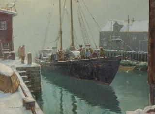 Jack Lorimer Gray - Fishermen At The Dock