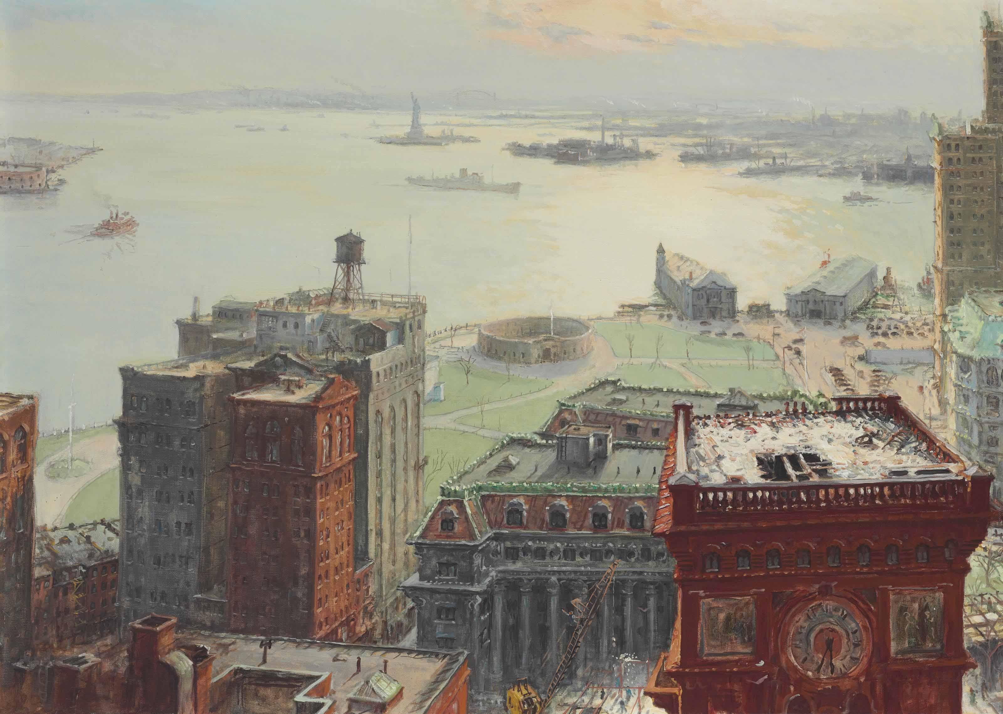 Jack Lorimer Gray - The Battery: Demolition of the Old Produce Exchange Building