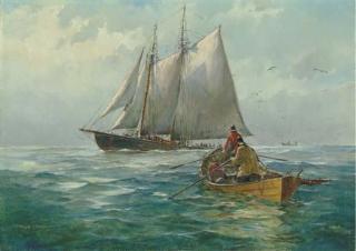 Jack Lorimer Gray - The salt banker-The celebrated Canadian schooner Bluenose at sea