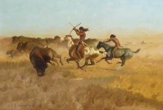 Jack N. Swanson - The Downed Bull 20 x 30 in. framed 27 1/2 x 37 1/2 in.