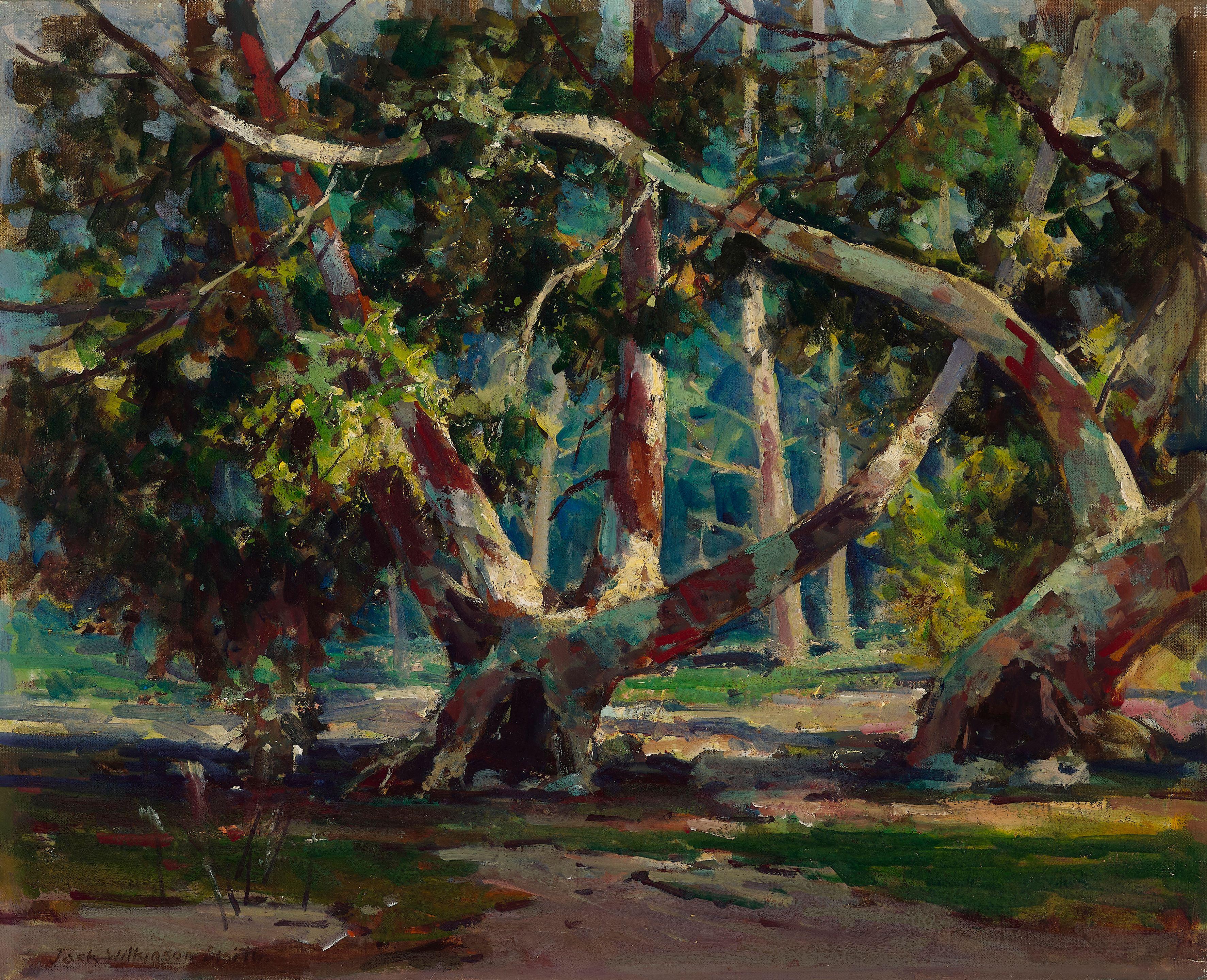 Jack Wilkinson Smith - Scattered Sunlight in the Trees 17 1/4 x 21 1/4 in. framed 27 x 31 in.