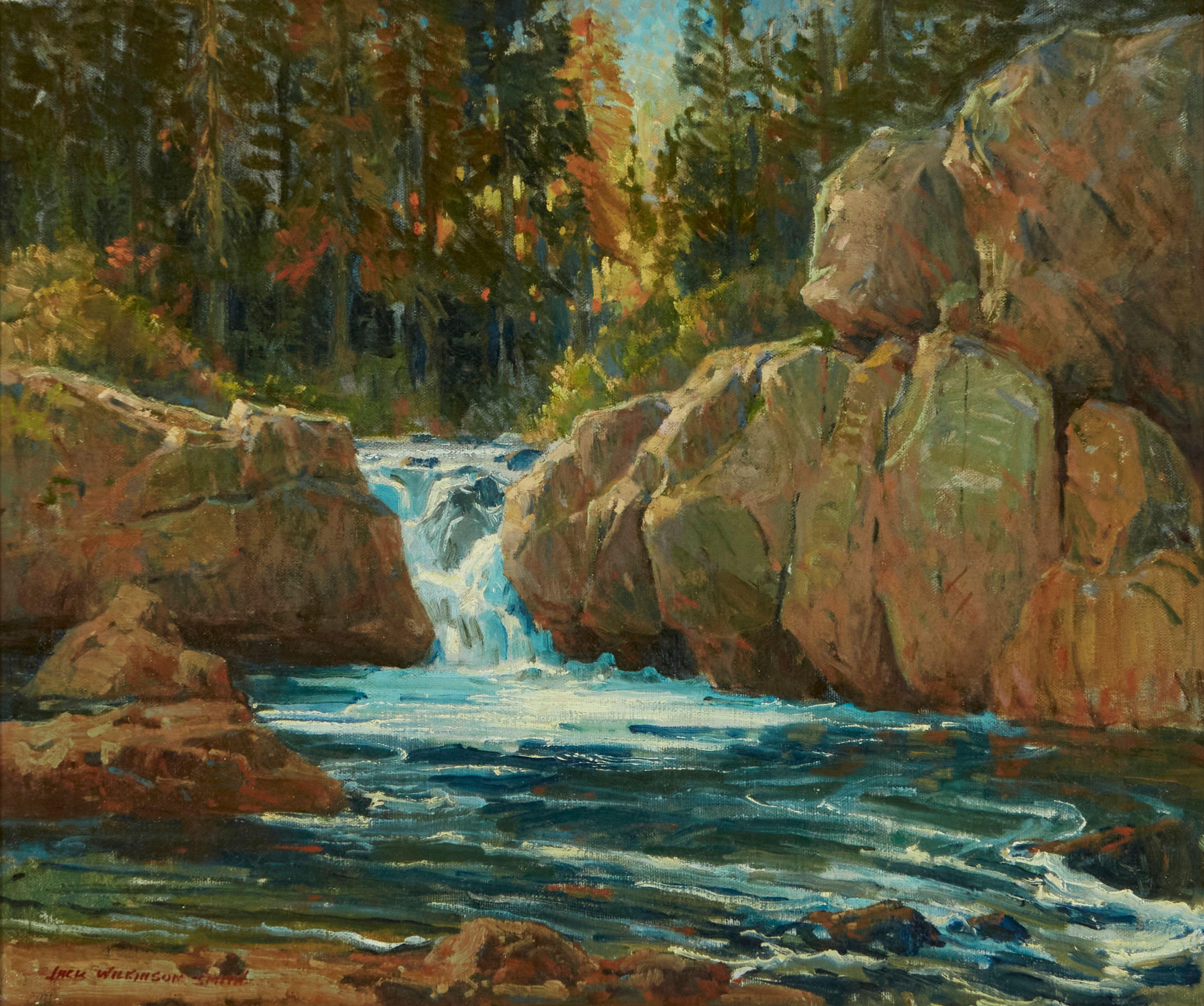 Jack Wilkinson Smith - Waterfall Along a River 20 x 24 in. framed 28 x 32 in.