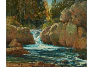 Jack Wilkinson Smith - Waterfall Along a River 20 x 24 in. framed 28 x 32 in.