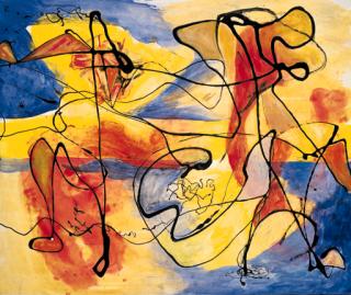 Jackson Pollock - Black Pouring over Color