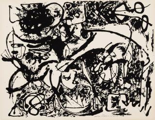Jackson Pollock - Untitled (after Number 8 - Black Flowing, 1951)