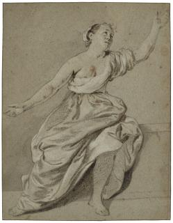 Jacob Adriaensz. Backer - Study of a seated woman, her arms outstretched