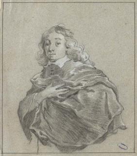 Jacob Adriaensz. Backer - Un portrait d\'homme à mi-corps, tenant son manteau de la main droite