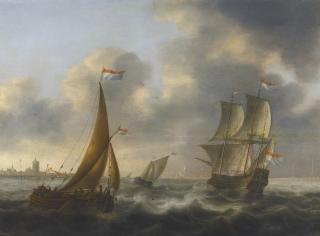 Jacob Adriaensz. Bellevois - A Merchant-Man, An Admiral\'S Barge And Other Small Ships In Choppy Waters