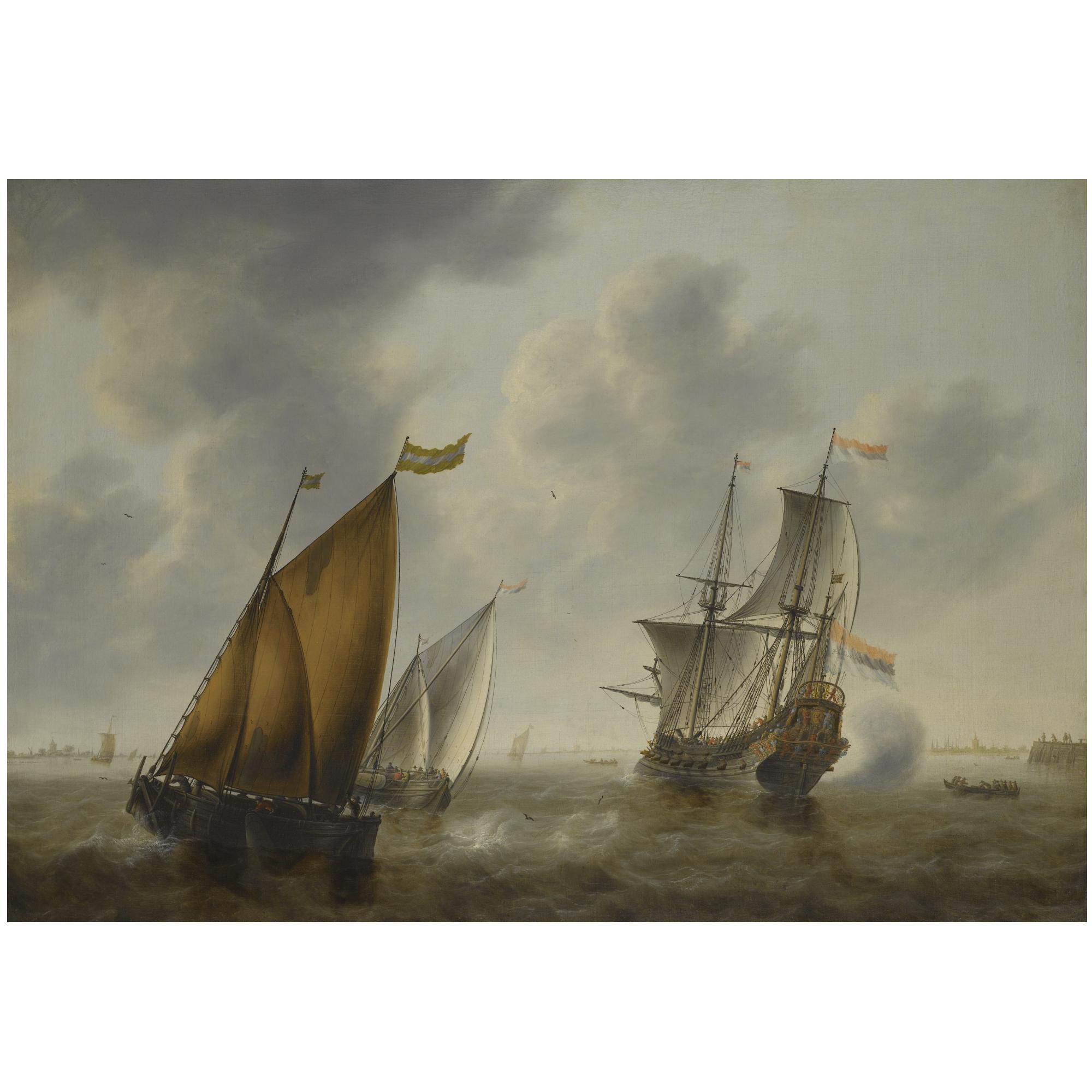 Jacob Adriaensz. Bellevois - Shipping In A Breeze Off The Dutch Coast