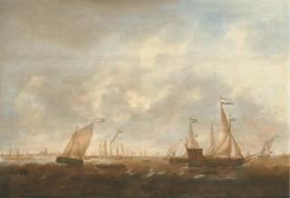 Jacob Adriaensz. Bellevois - The Zeeland Fleet on the Merwede, Dordrecht in the distance