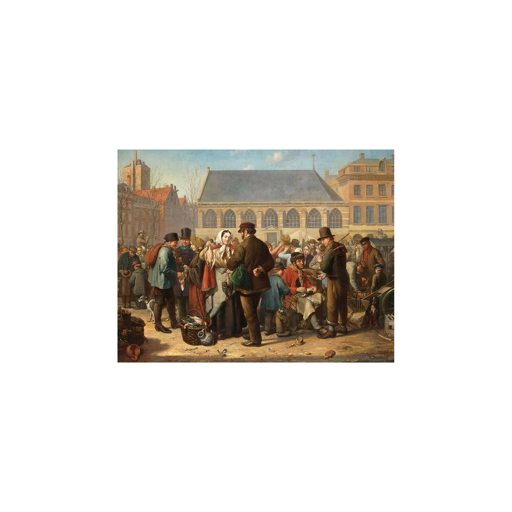 Jacob Akkersdijk - Many Figures On The Nieuwe Markt In Rotterdam