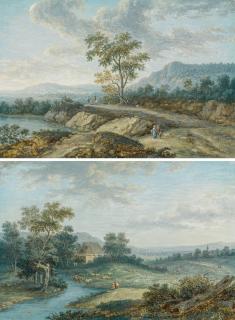 Jacob Bürgi - Zwei Gouachen mit Flusslandschaften