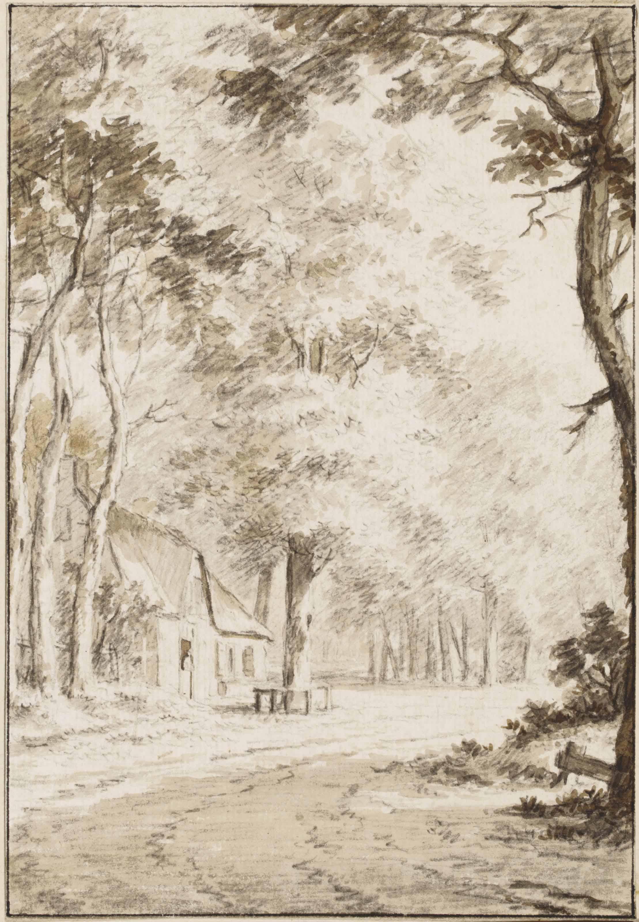 Jacob Cats - A Cottage On A Forest Path (Recto); Study Of A Tree (Verso); And A Cottage In A Clearing Near Ankeveen (Pl. 6)