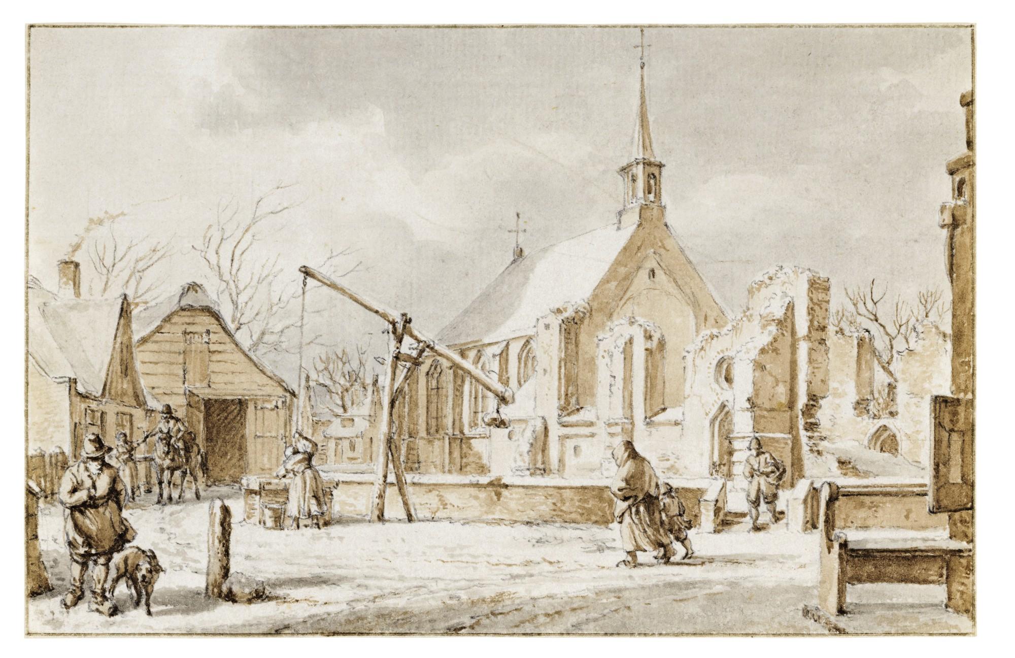 Jacob Cats - The Month of December: View of a Village in the Snow