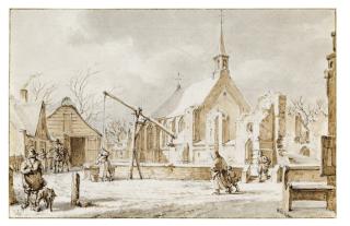 Jacob Cats - The Month of December: View of a Village in the Snow