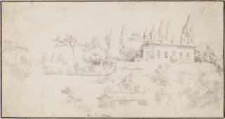 Jacob de Heusch - A Villa Amongst Trees (Recto); Studies Of A Sculpted Head And A Classical Rotonda (Verso)