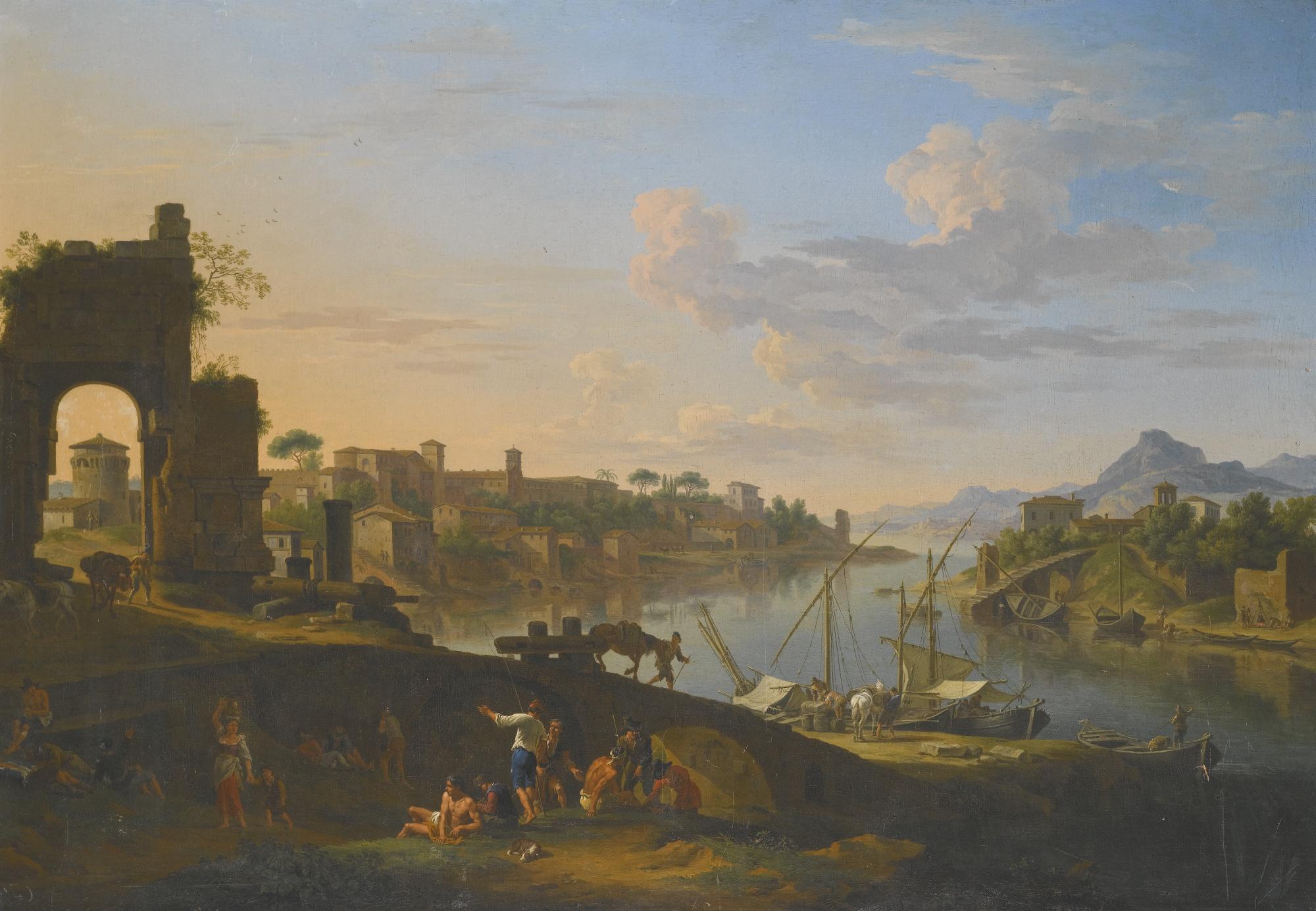Jacob De Heusch - Capriccio Of The River Tiber In Rome
