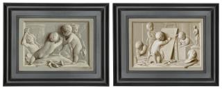 Jacob De Wit - An allegory of painting and sculpture; and An allegory of music and dance - en grisaille