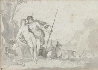 Jacob De Wit - Venus And Adonis With Cupid In An Extensive Landscape