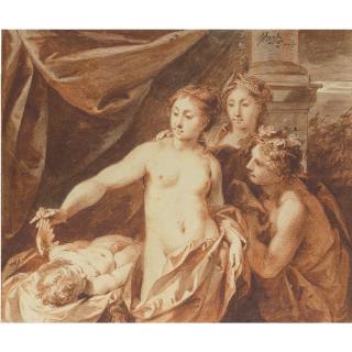 Jacob De Wit - Venus, Bacchus And Ceres Observing The Sleeping Cupid
