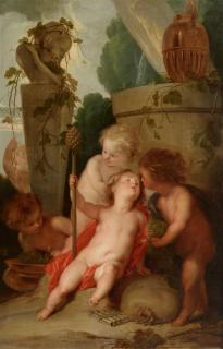 Jacob de Wit - Vier Putti vor einer Marmorbüste