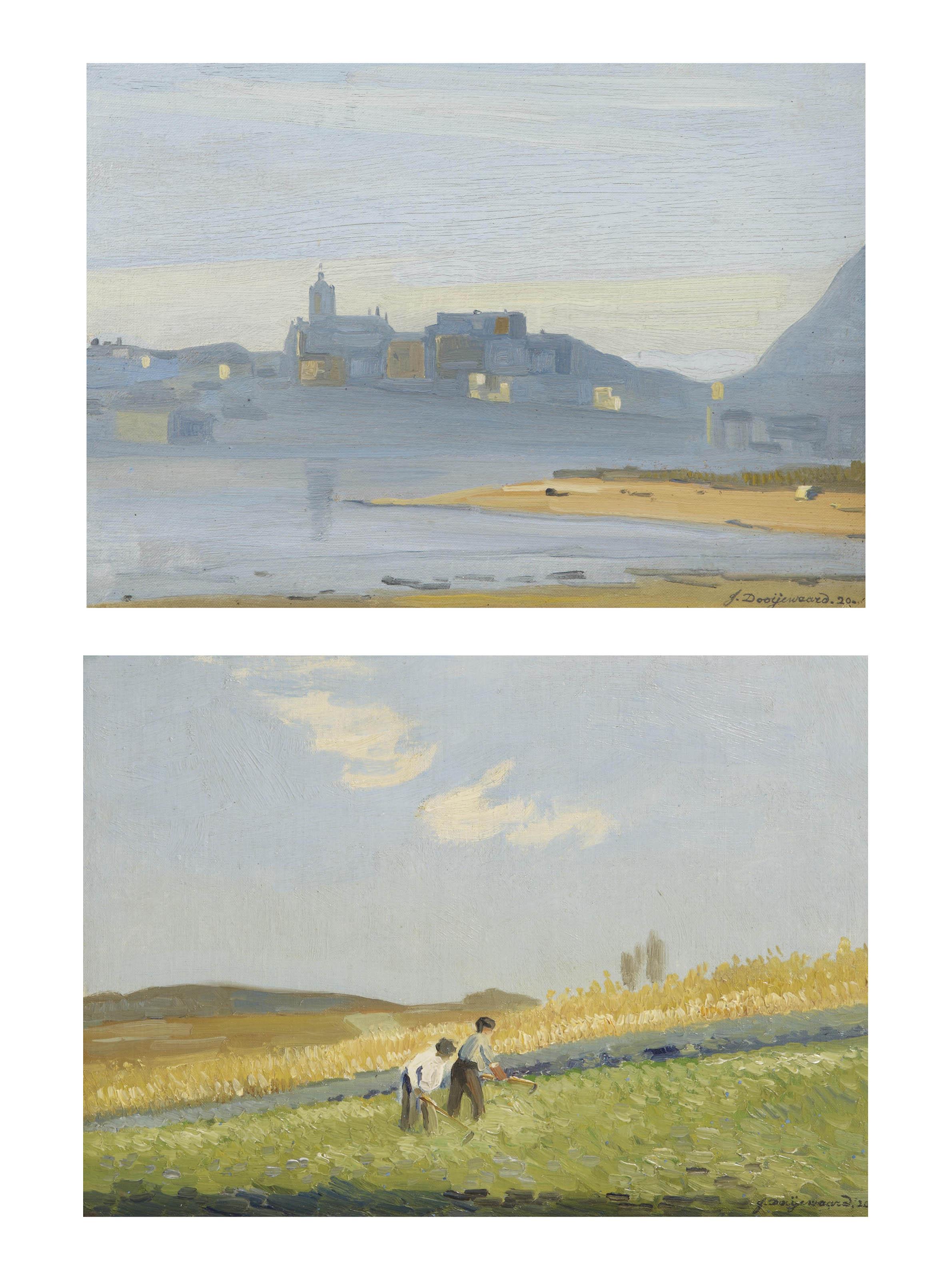 Jacob Dooijewaard - Herfstmorgen: gezicht op Fuenterrabia (Spanje)