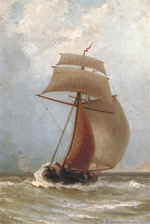 Jacob Eduard van Heemskerck van Beest - A Kofschip in full sail