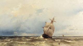 Jacob Eduard van Heemskerck van Beest - Shipping on a rough sea
