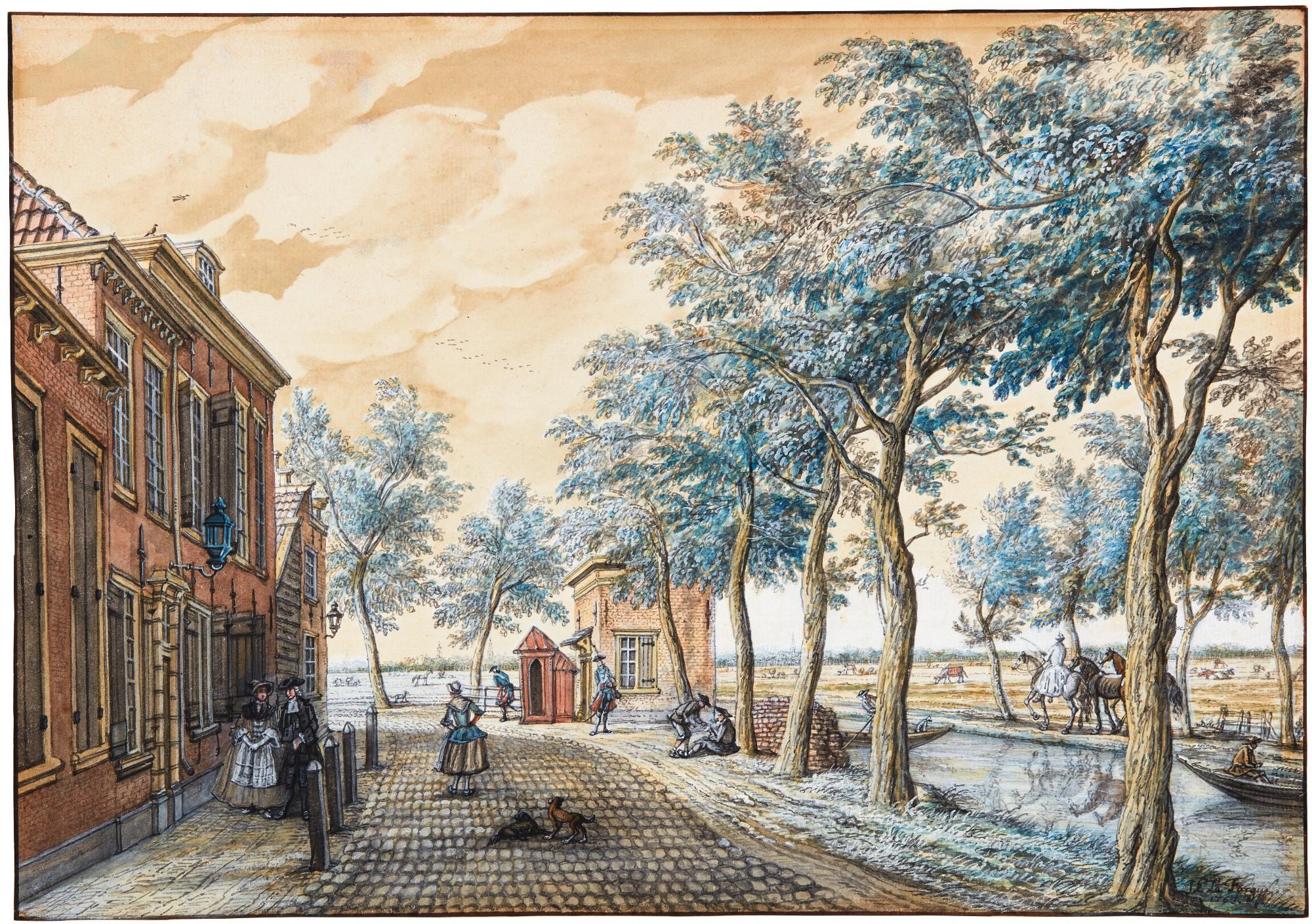 Jacob Elias La Fargue - The Zuidwest Binnensingel In The Hague, With The City Of Delft In The Distance