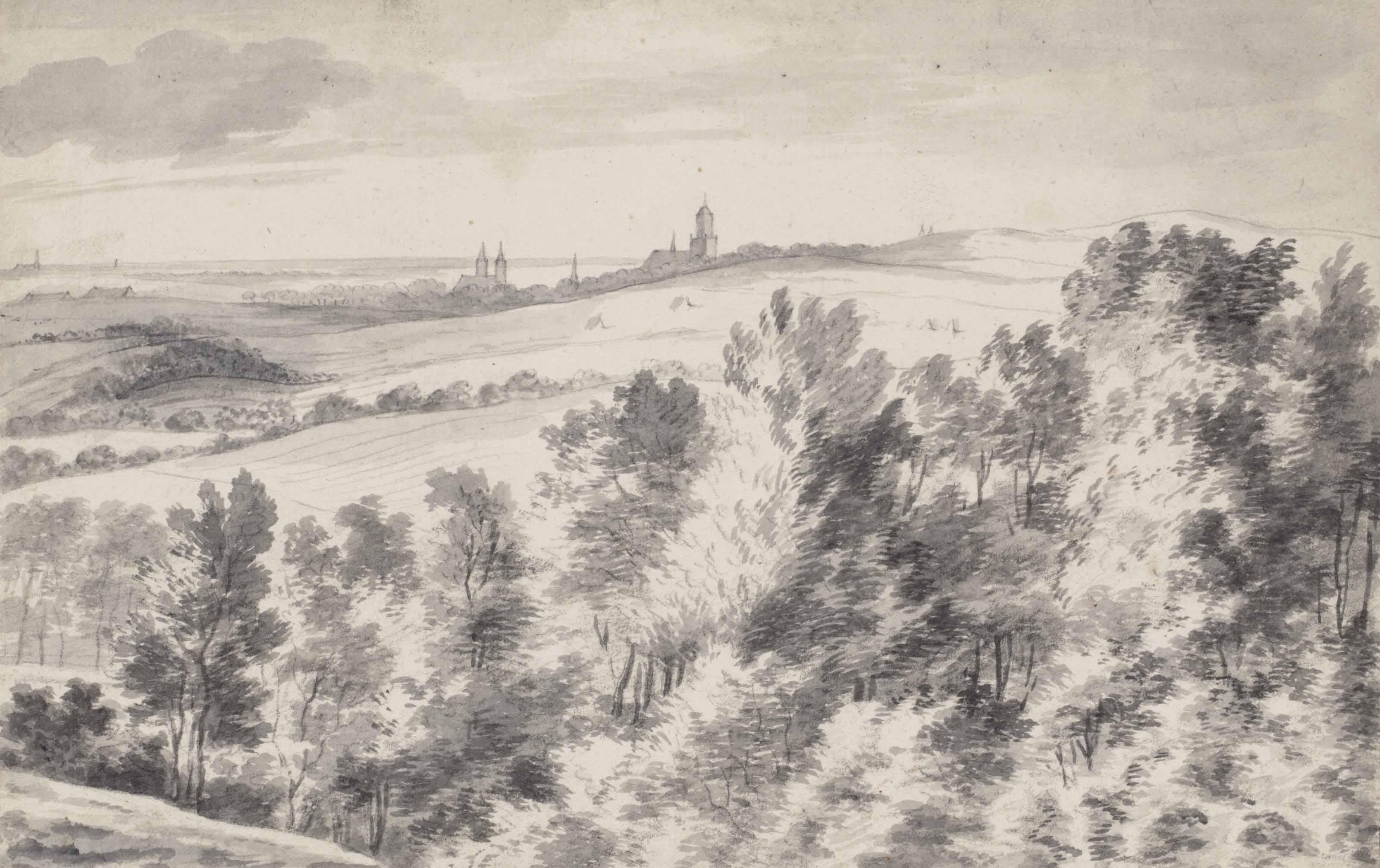 Jacob Esselens - A distant view of Arnhem