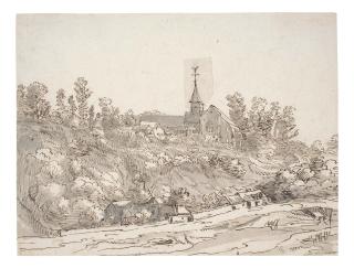 Jacob Esselens - View of a village with a church spire