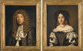 Jacob-Ferdinand Voet - Portrait de Marta Ghezzi Baldinotti Et Portrait Présumé de Son Époux, Le Marquis Cesare Baldinotti