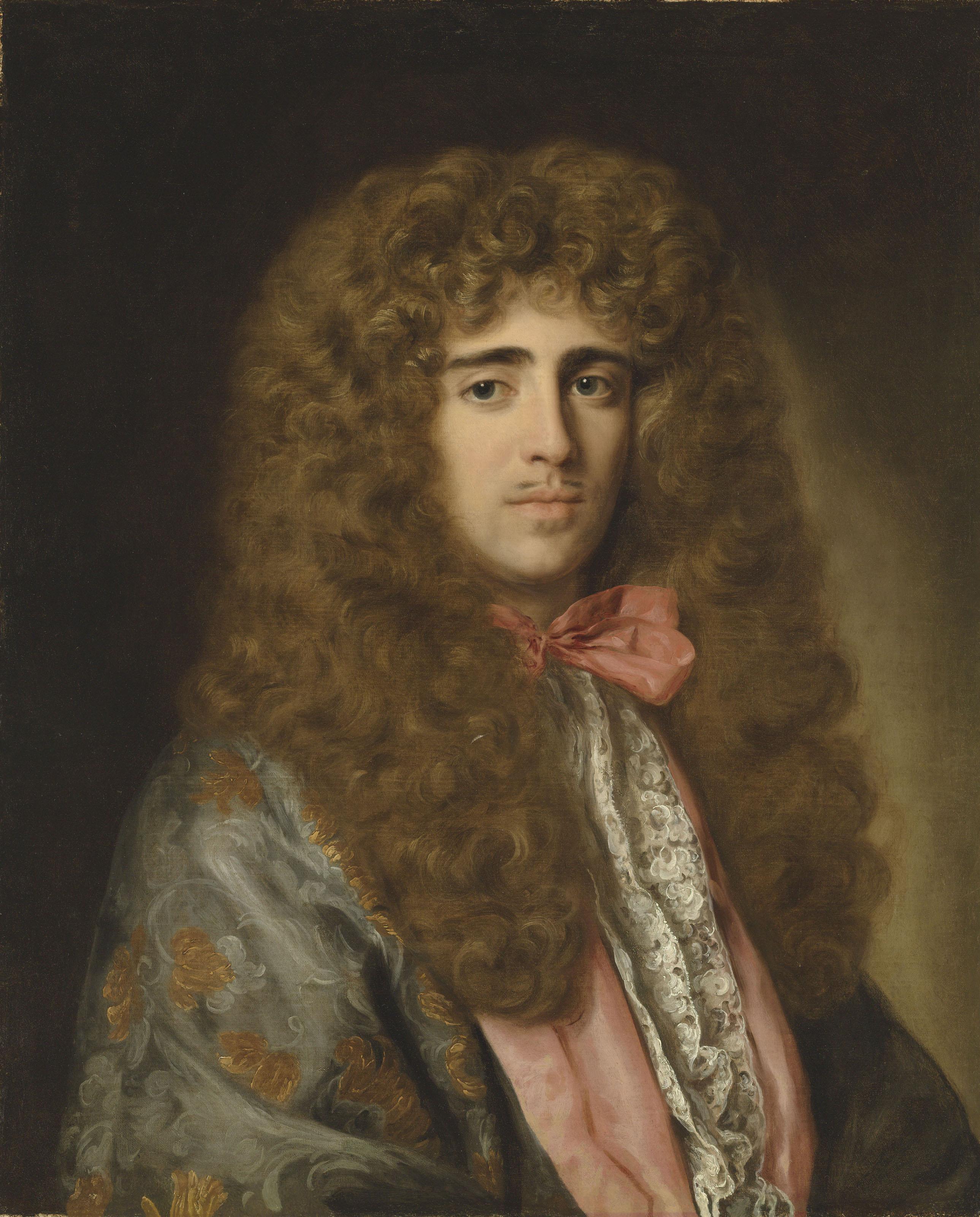 Jacob Ferdinand Voet - Portrait of John Crewe (d. 1752), of Crewe Hall, Cheshire, half-length, in an organza cloak and lace cravat