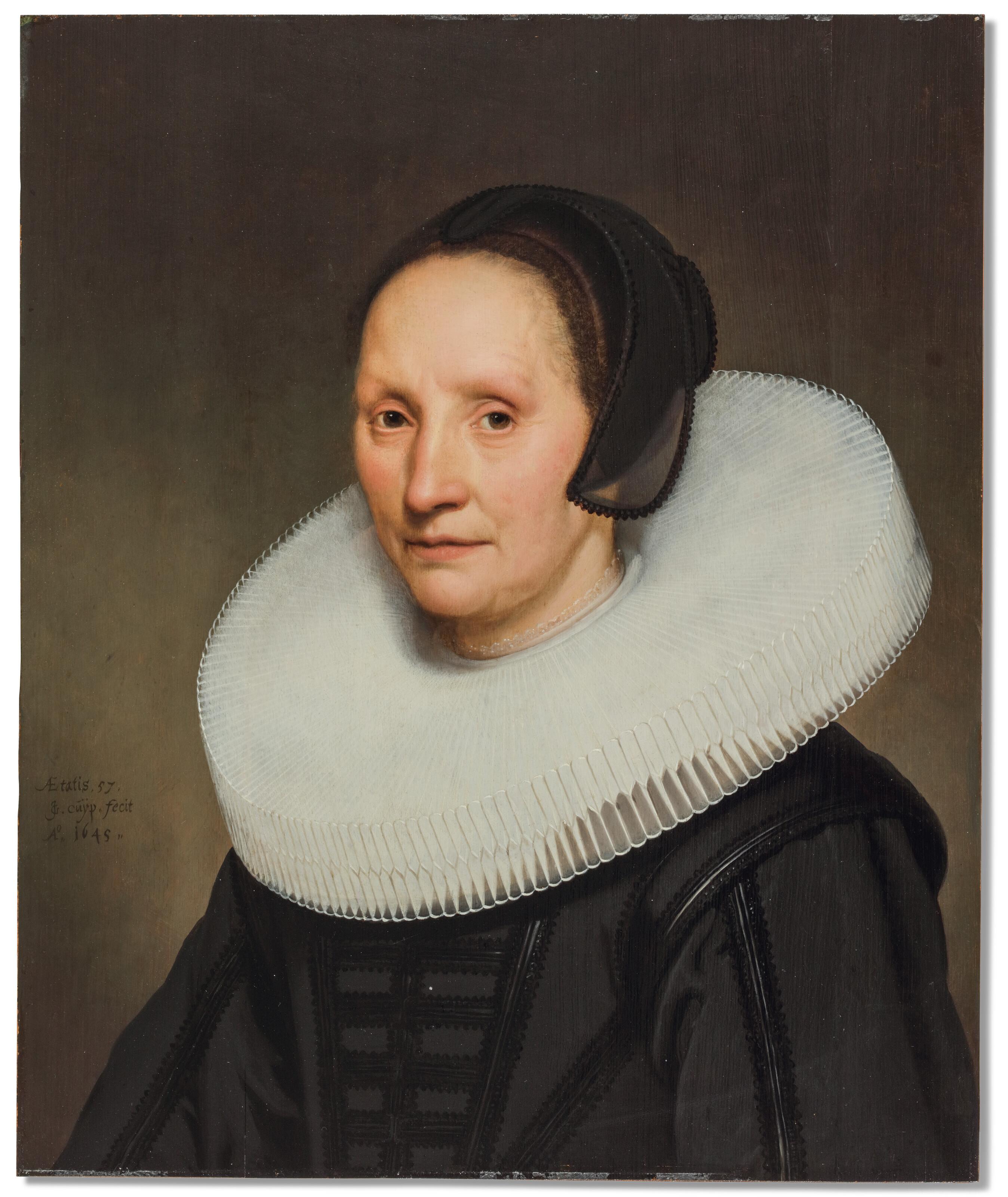 Jacob Gerritsz. Cuyp - Portrait of a lady, half-length, in a black dress with a white \'molensteenkraag\'