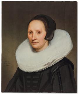 Jacob Gerritsz. Cuyp - Portrait of a lady, half-length, in a black dress with a white \'molensteenkraag\'