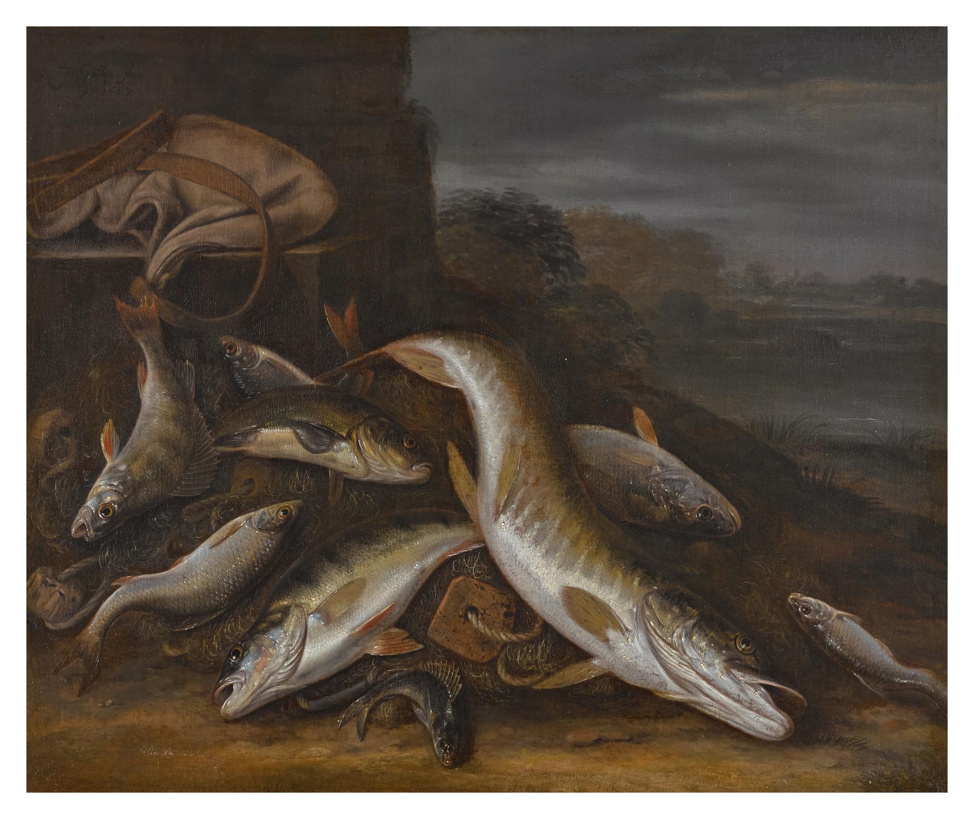 Jacob Gillig - Still Life Of Fish In A Landscape
