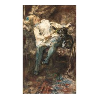 Jacob Henricus Maris - A Girl Playing With A Cat