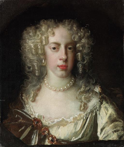 Jacob Huysmans - Portrait of a lady, traditionally identified as Frances Teresa Stuart, Duchess of Richmond and Lennox (1647-1702), bust-length, in a gold dress