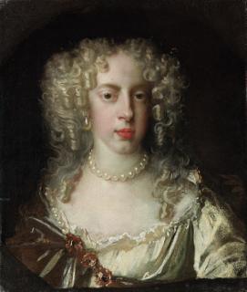 Jacob Huysmans - Portrait of a lady, traditionally identified as Frances Teresa Stuart, Duchess of Richmond and Lennox (1647-1702), bust-length, in a gold dress