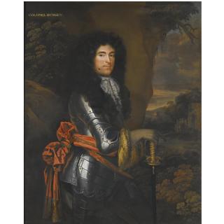 Jacob Huysmans - Portrait Of Colonel John Rumsey (Fl.1660-1686), Three-Quarter Length, Wearing Armour, Standing Before A Landscape
