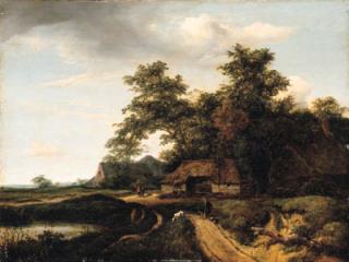 Jacob Isaacksz. van Ruisdael - A wooded landscape with a traveler resting on a path